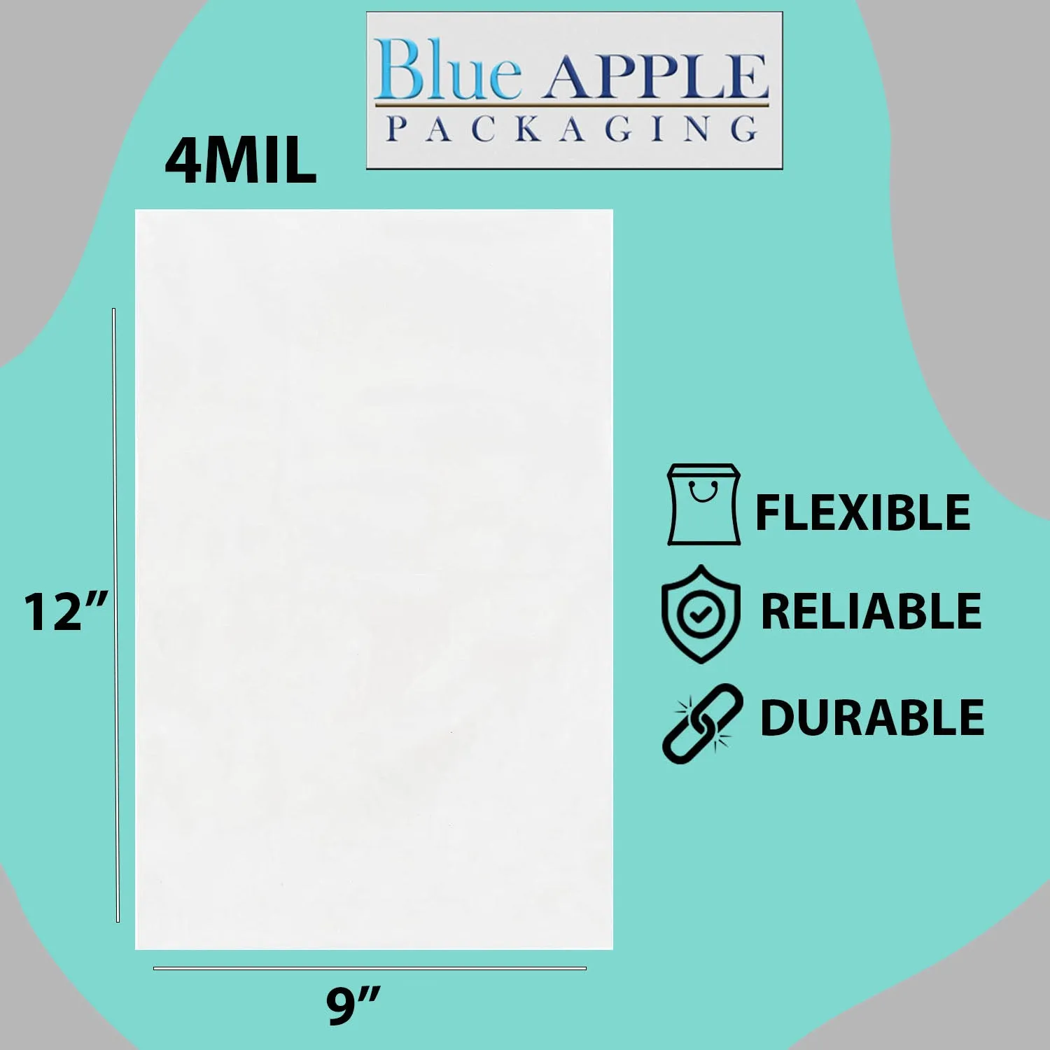 9X12 inches Clear Flat Poly Bags 4Mil Open Top (LDPE)