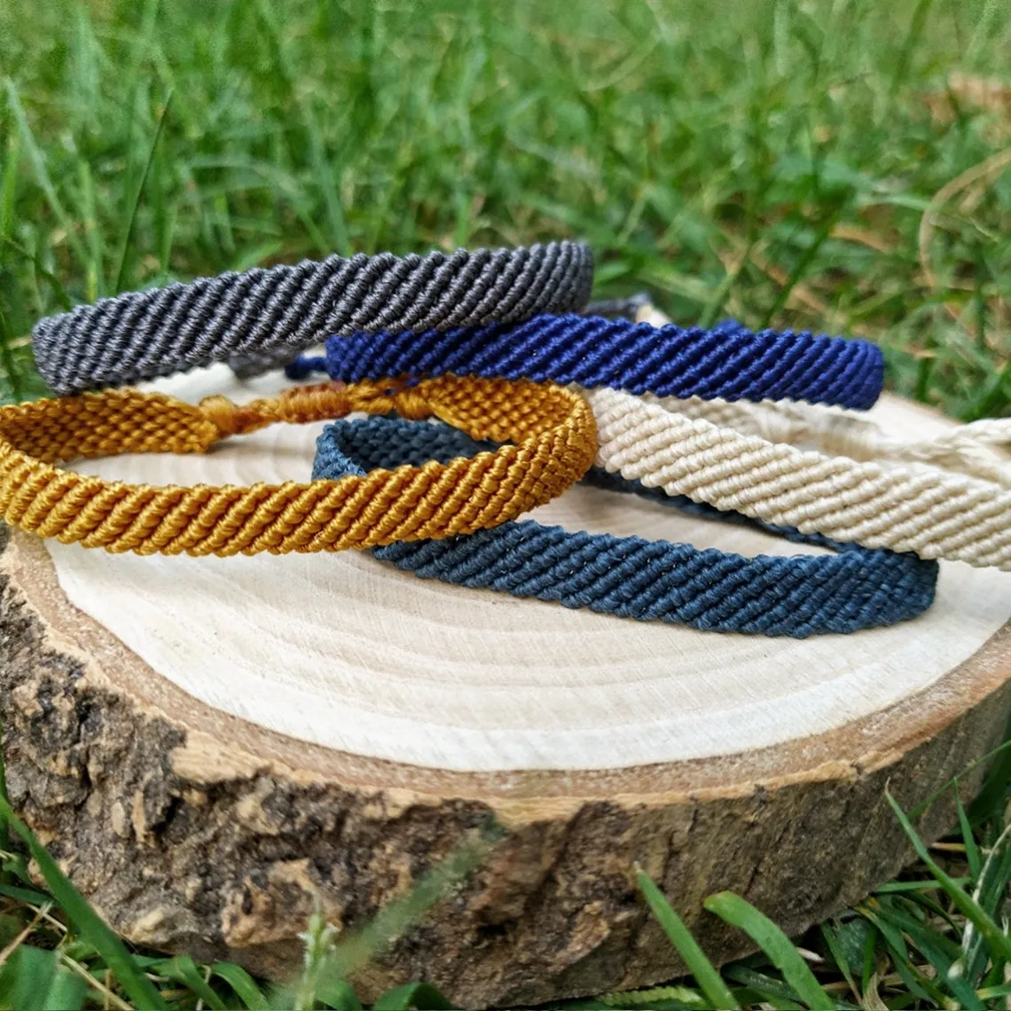 Adjustable Unisex Knitting Wristband, Boho & Hippie's Waxed Thread Bracelet, Braided Rope Bracelet