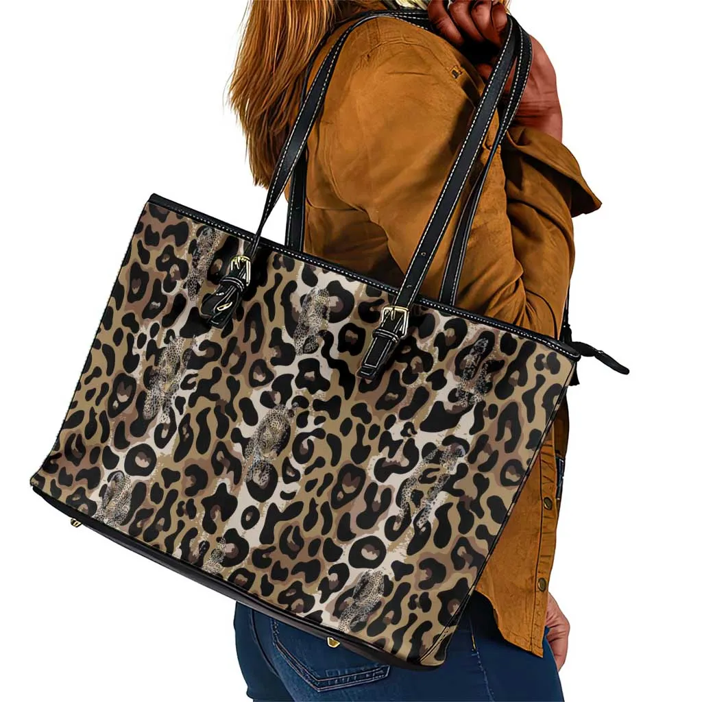 African Leopard Skin Pattern Leather Tote Bag LT15
