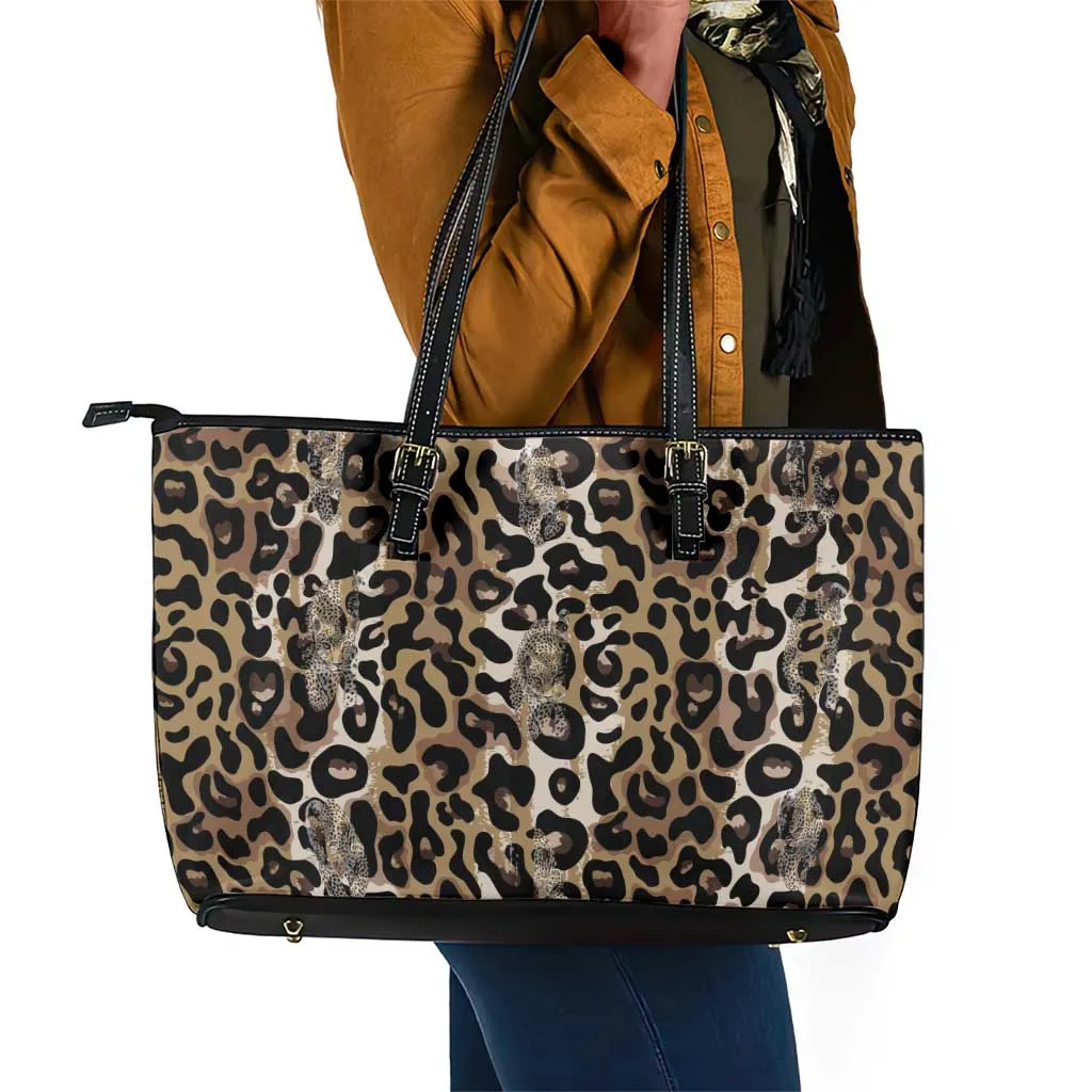 African Leopard Skin Pattern Leather Tote Bag LT15