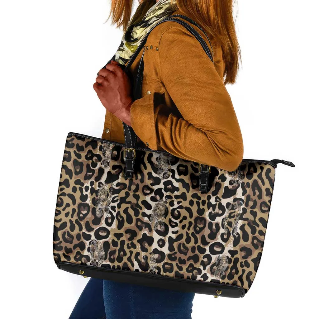 African Leopard Skin Pattern Leather Tote Bag LT15