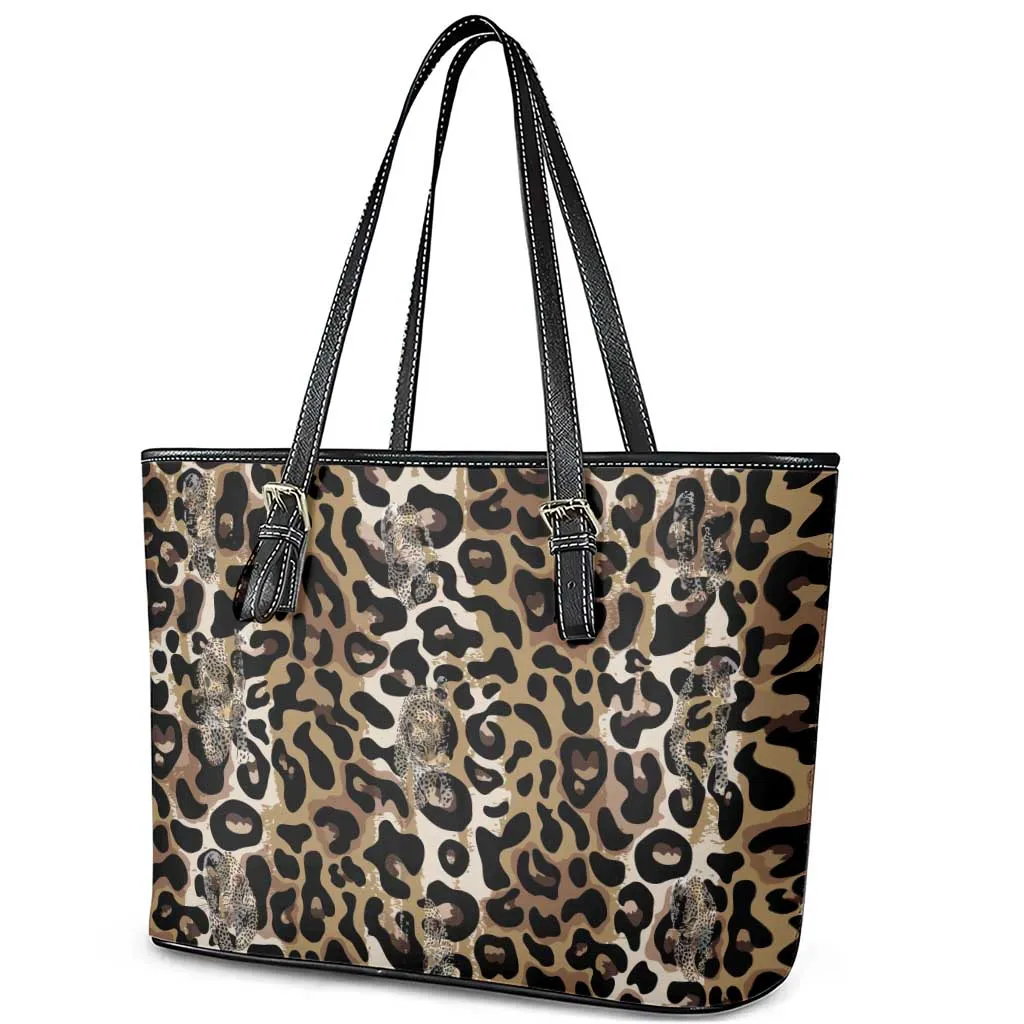 African Leopard Skin Pattern Leather Tote Bag LT15
