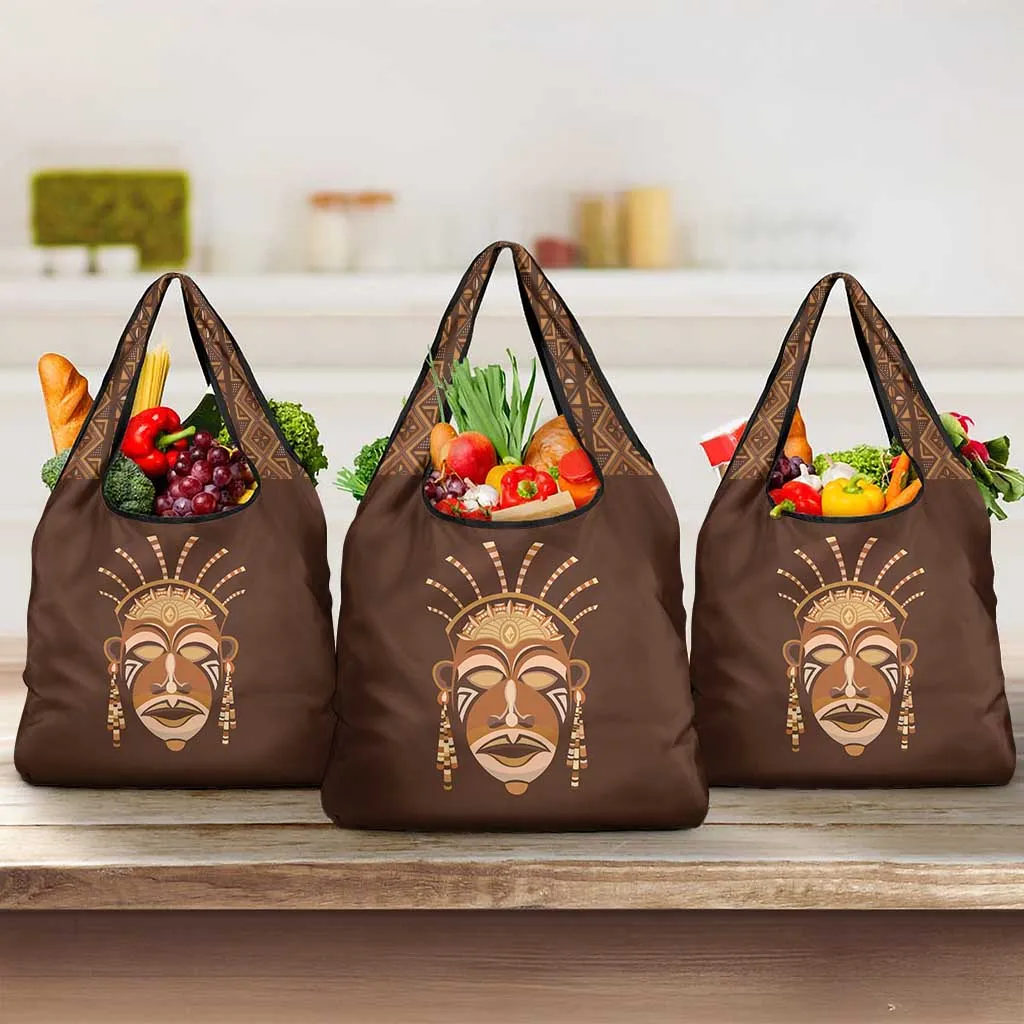 African Women Grocery Bag Tribal Ethnic Mask DT02