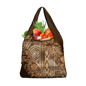 Afro Floral mix Maasai Shuka Grocery Bag Gold Moitf LT9