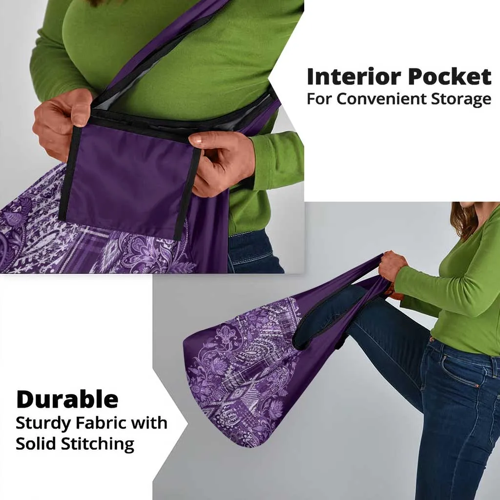 Afro Floral mix Maasai Shuka Grocery Bag Purple Moitf LT9