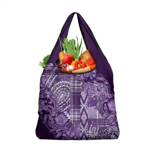 Afro Floral mix Maasai Shuka Grocery Bag Purple Moitf LT9