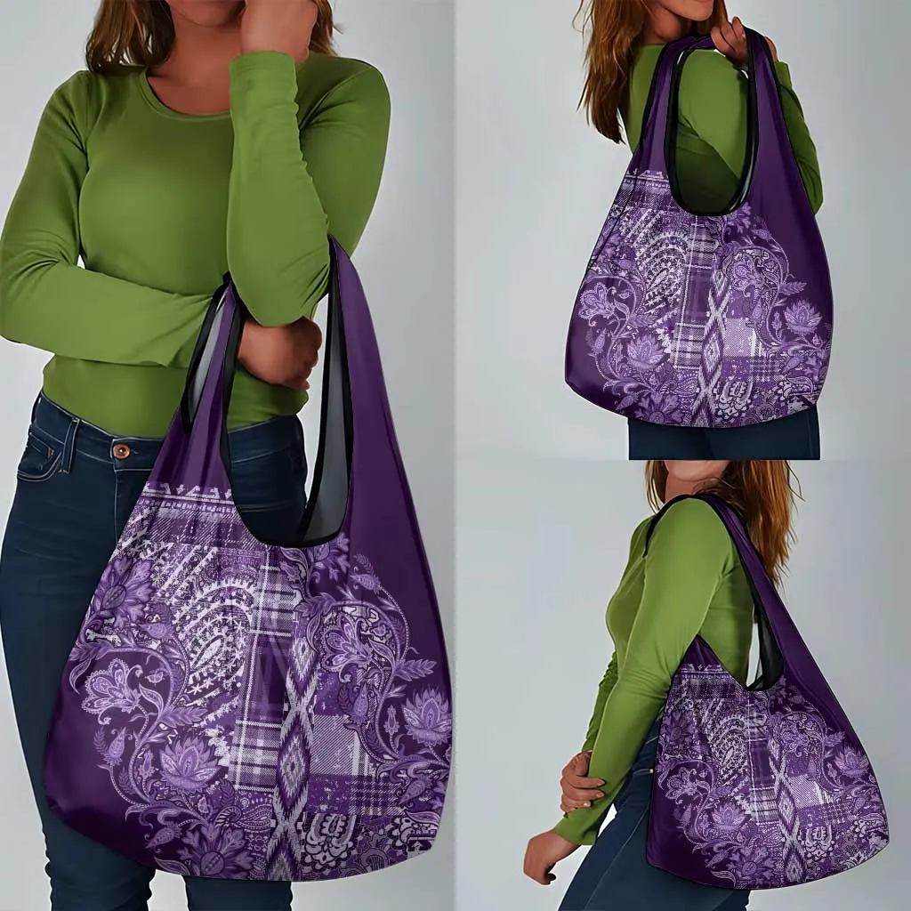 Afro Floral mix Maasai Shuka Grocery Bag Purple Moitf LT9