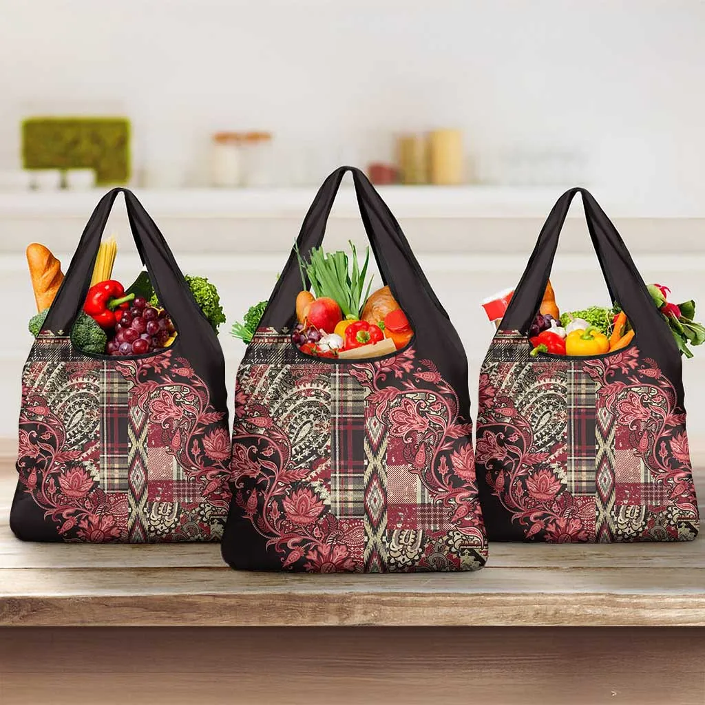 Afro Floral mix Maasai Shuka Grocery Bag Red Moitf LT9