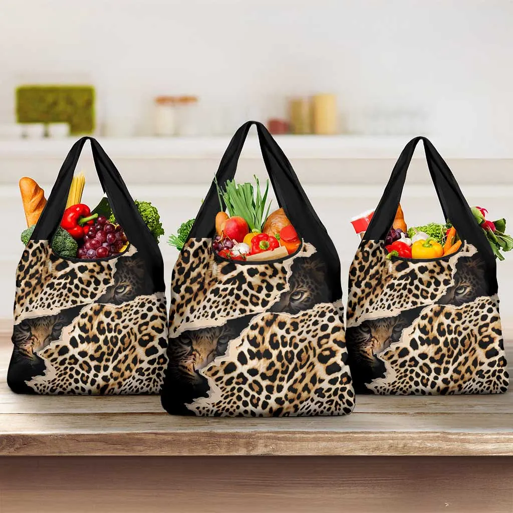 Afro Leopard Skin Pattern Grocery Bag Version 02 LT9