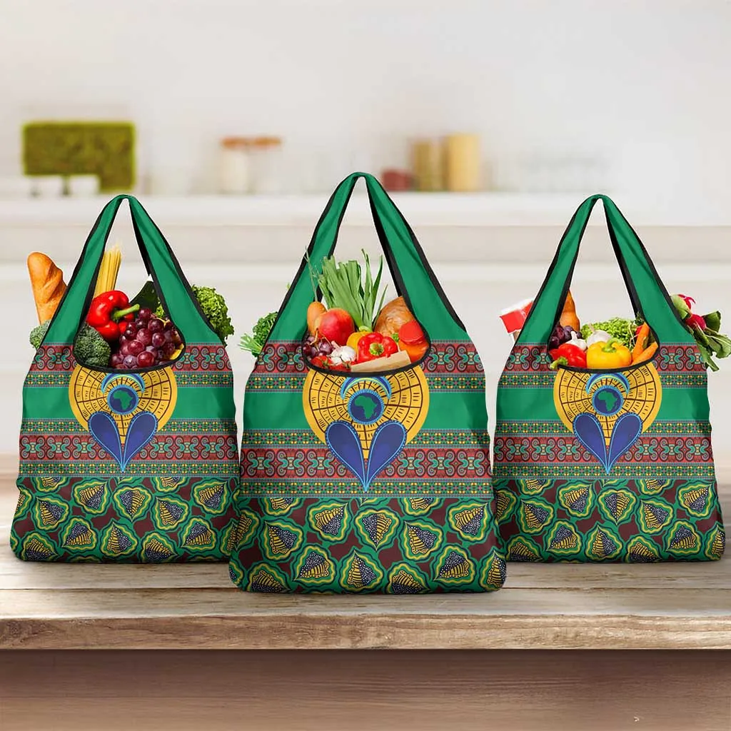 Afro Pattern Traditional Kanga Style Grocery Bag LT9