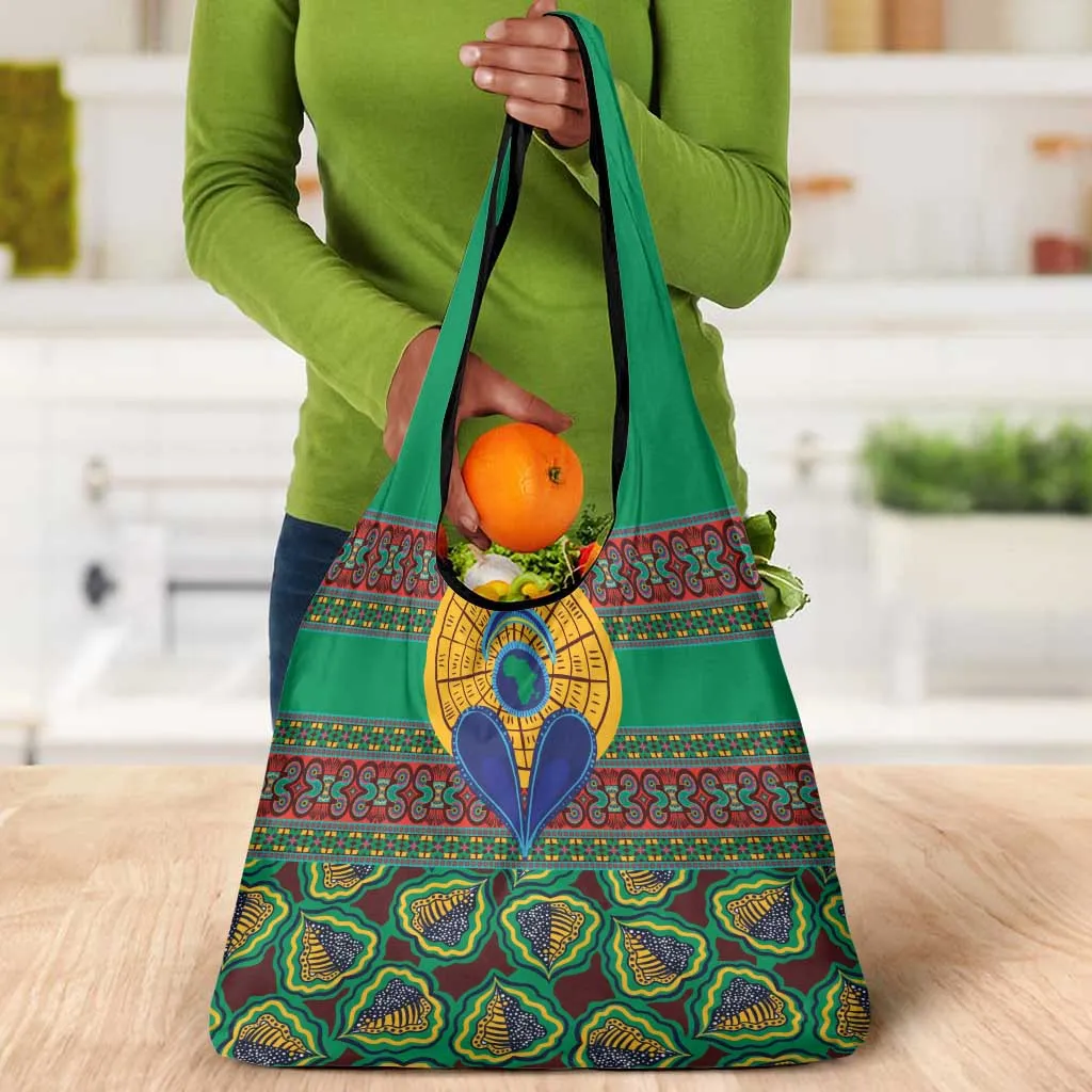 Afro Pattern Traditional Kanga Style Grocery Bag LT9