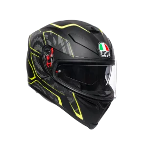 AGV K-5 S Full-Face Motorcycle Helmet - Tornado Black/Yellow Fluo