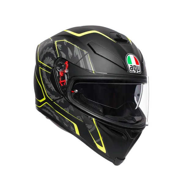 AGV K-5 S Full-Face Motorcycle Helmet - Tornado Black/Yellow Fluo