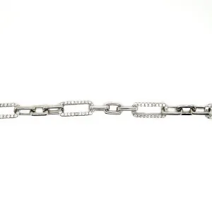Alternating Diamond Paperclip Bracelet