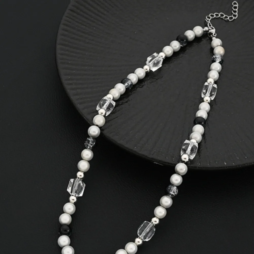 American Reflective Pearl Cross Necklace