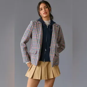 Anthropologie Herringbone Tweed Dickie Blazer