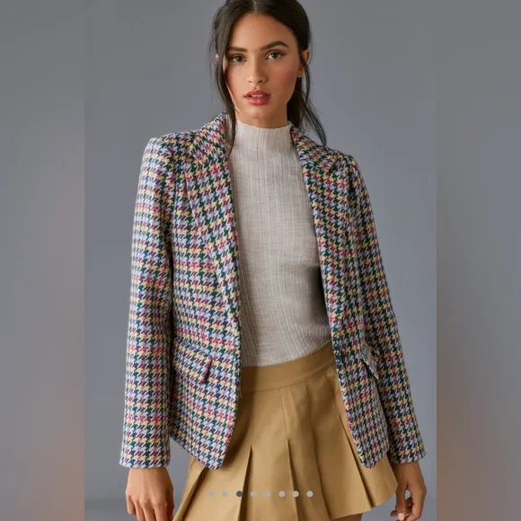 Anthropologie Herringbone Tweed Dickie Blazer