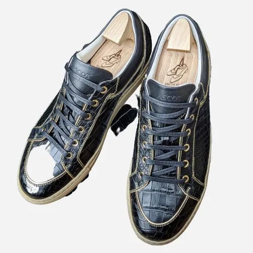 Ascot Sneakers - Black Crocodile