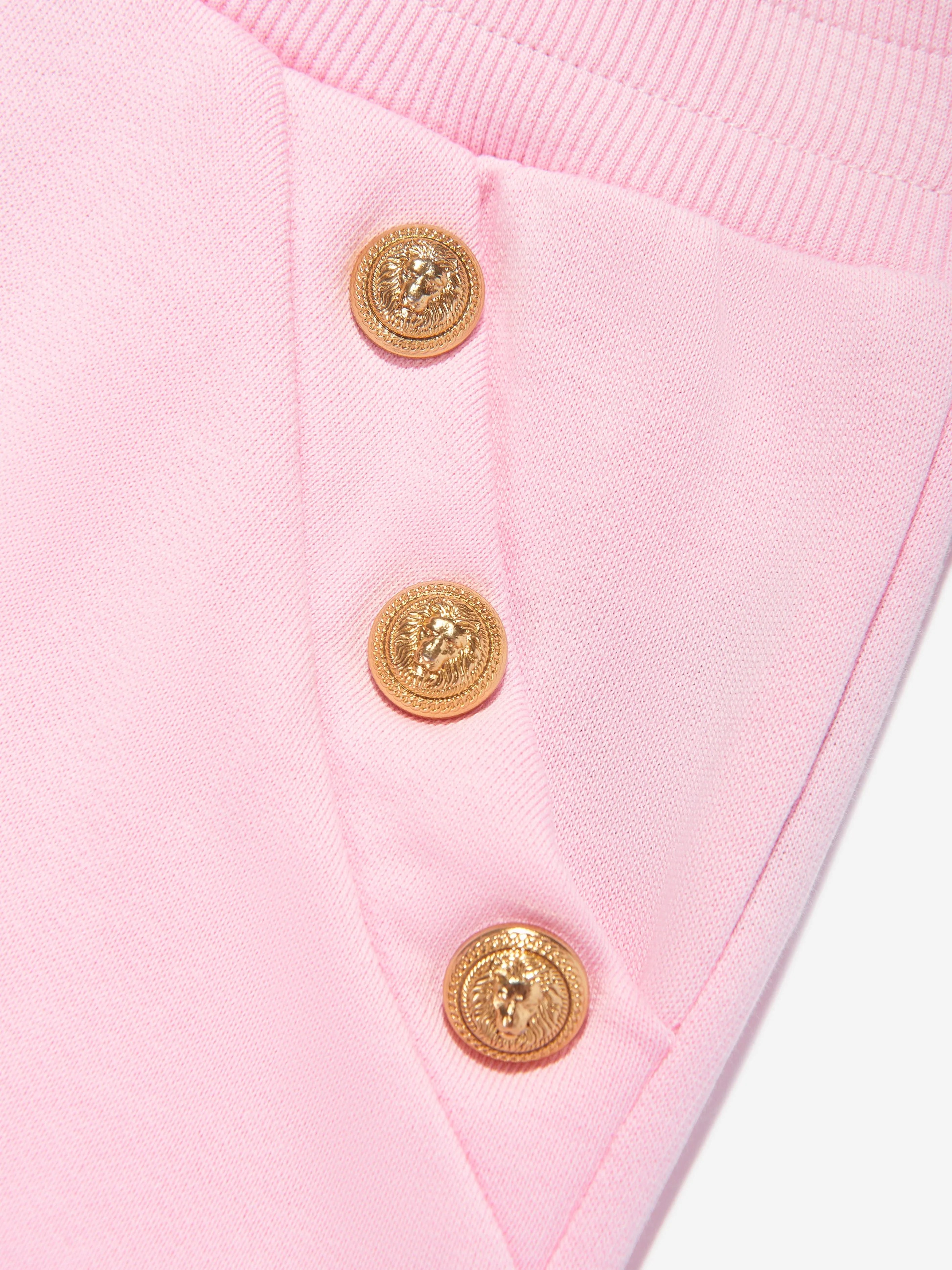 Balmain Girls Logo Button Joggers in Pink