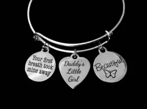 Beautiful Daddy's Little Girl Jewelry Adjustable Charm Bracelet Silver Expandable Bangle Daughter Gift Your First Breathe Took Mine Away