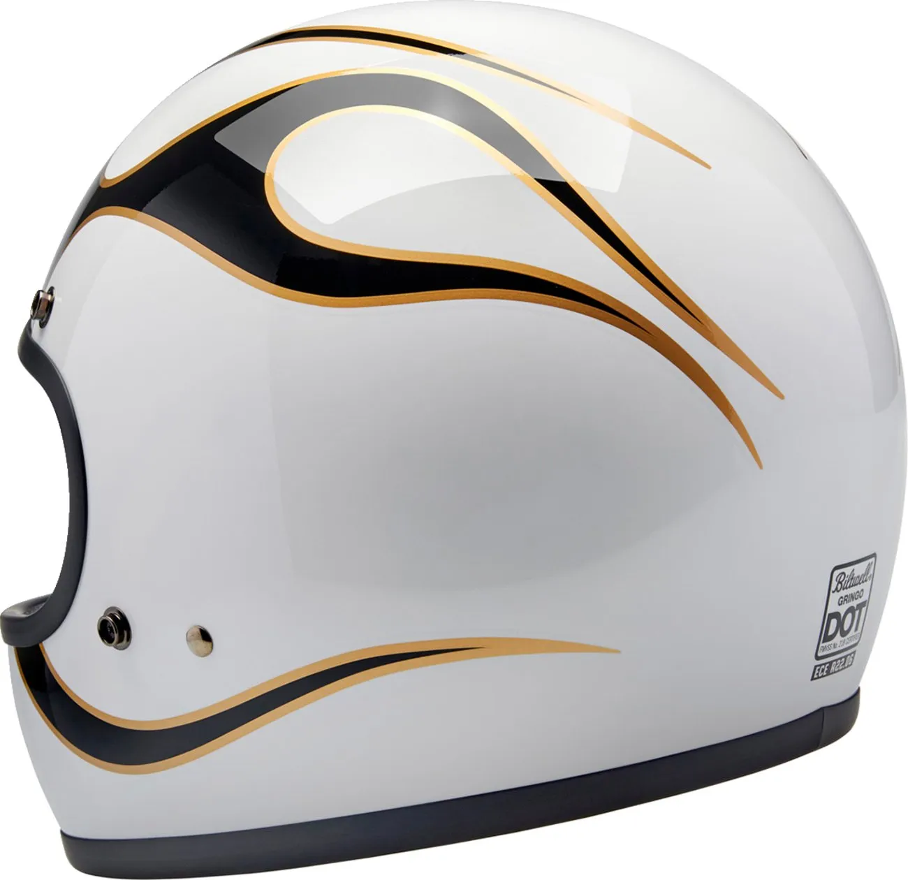 BILTWELL Gringo Helmet - Flames - White/Black