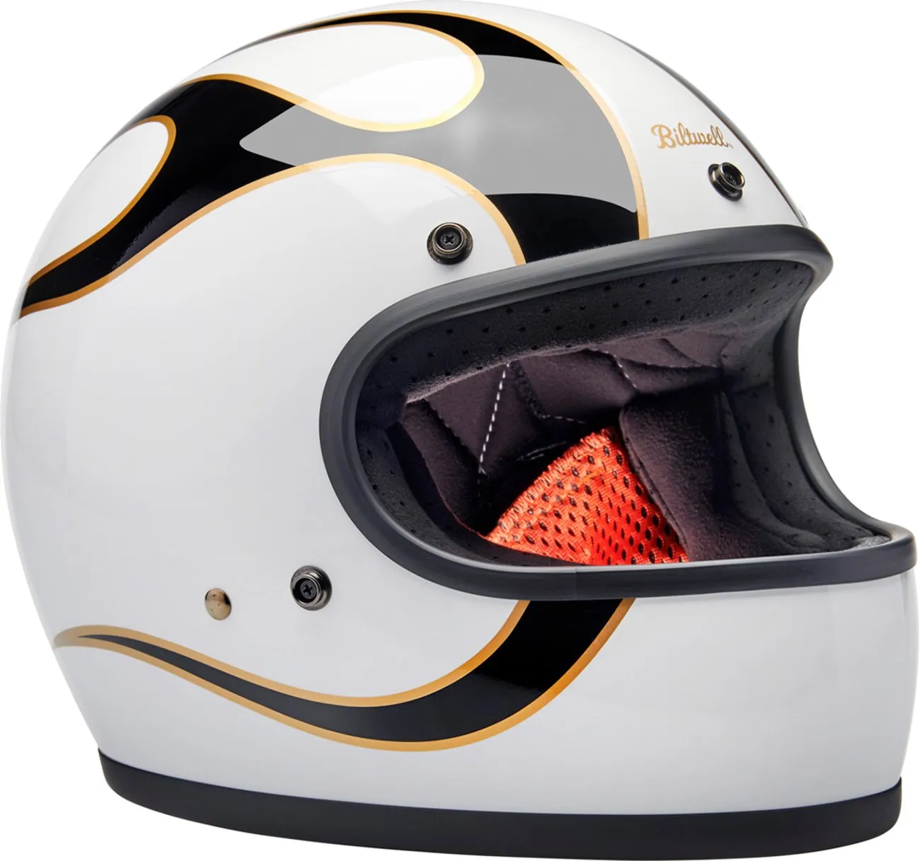 BILTWELL Gringo Helmet - Flames - White/Black