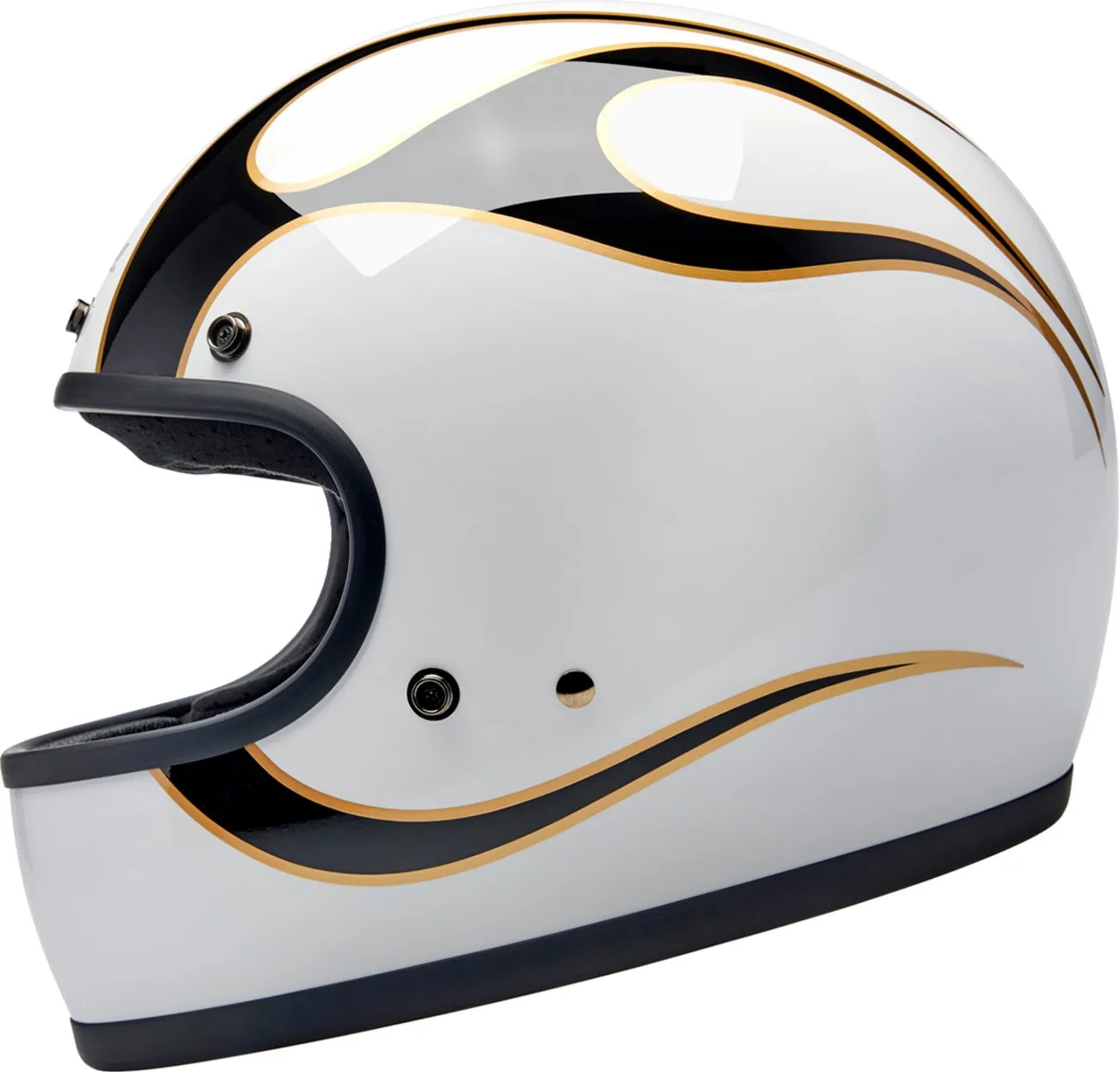 BILTWELL Gringo Helmet - Flames - White/Black