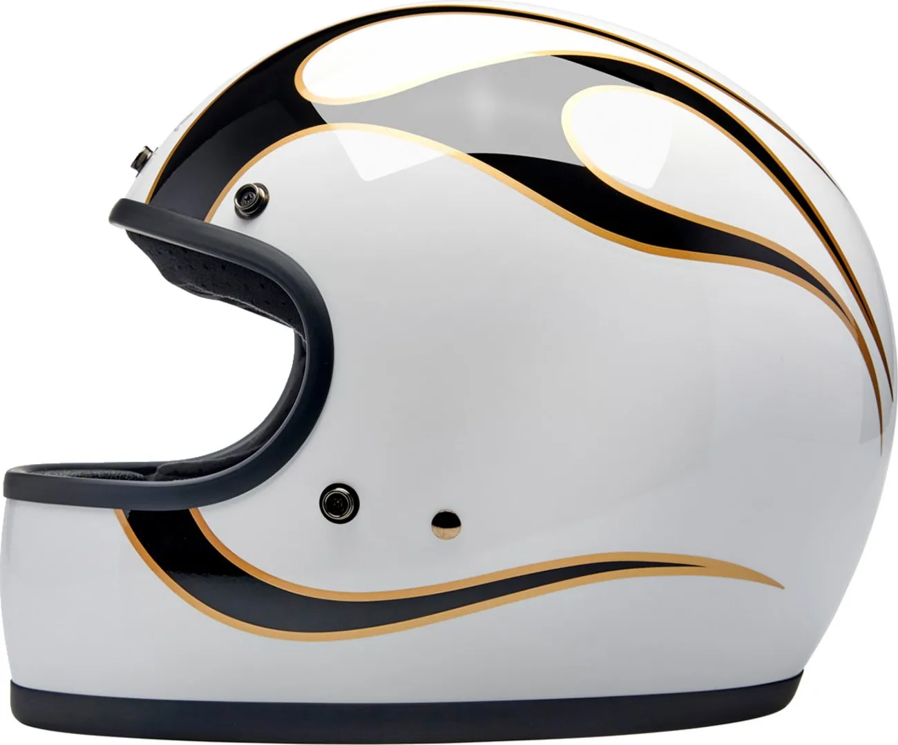 BILTWELL Gringo Helmet - Flames - White/Black