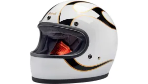 BILTWELL Gringo Helmet - Flames - White/Black
