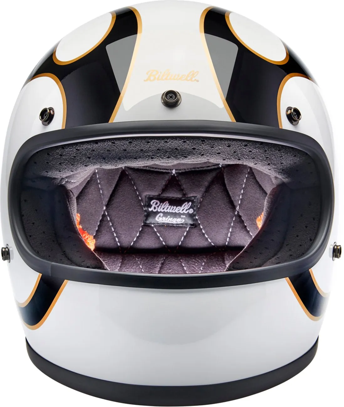 BILTWELL Gringo Helmet - Flames - White/Black