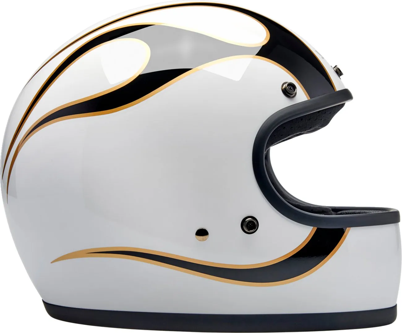 BILTWELL Gringo Helmet - Flames - White/Black