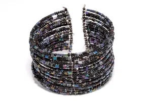 Black Beaded Cuff Bracelet - Jewelry