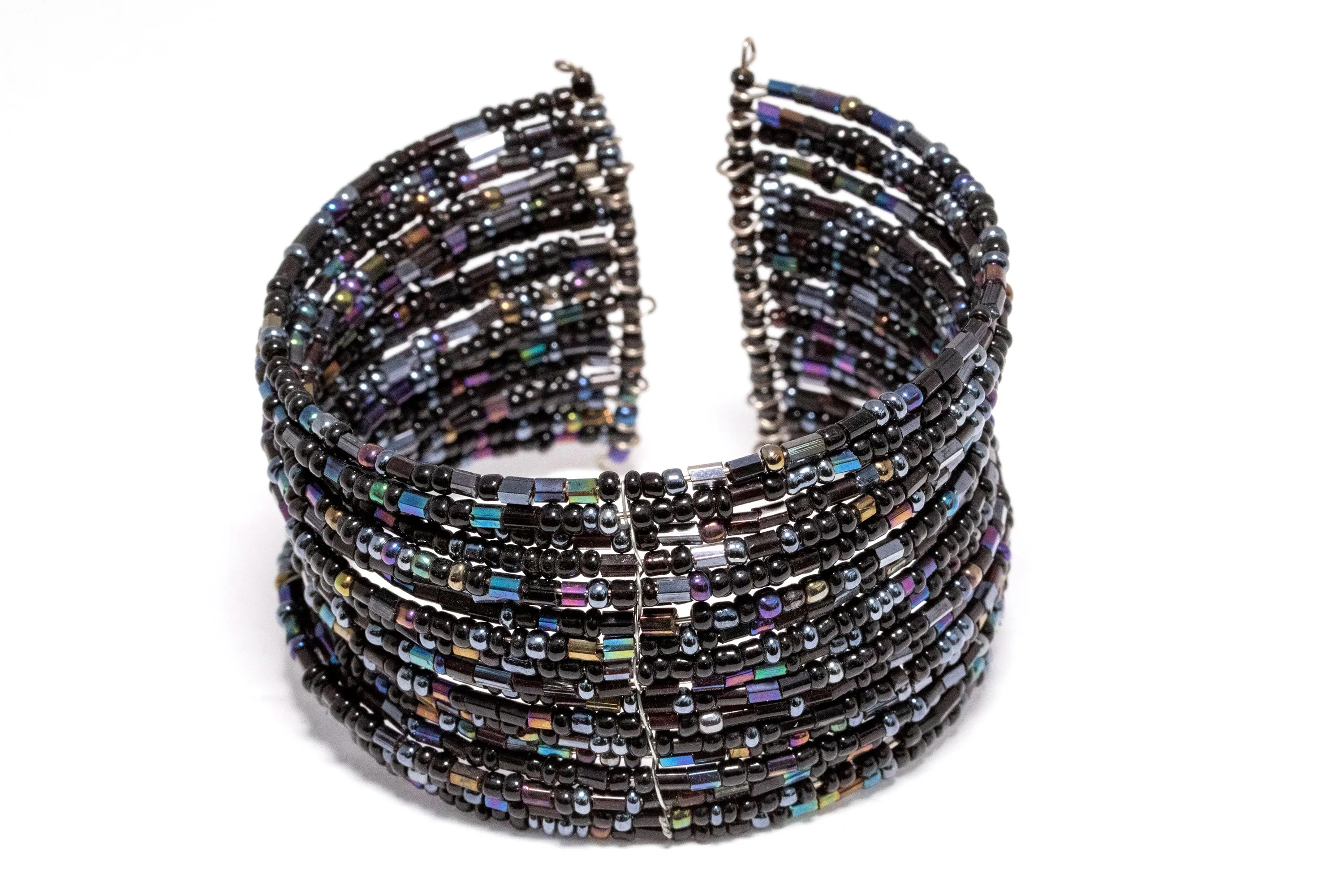 Black Beaded Cuff Bracelet - Jewelry