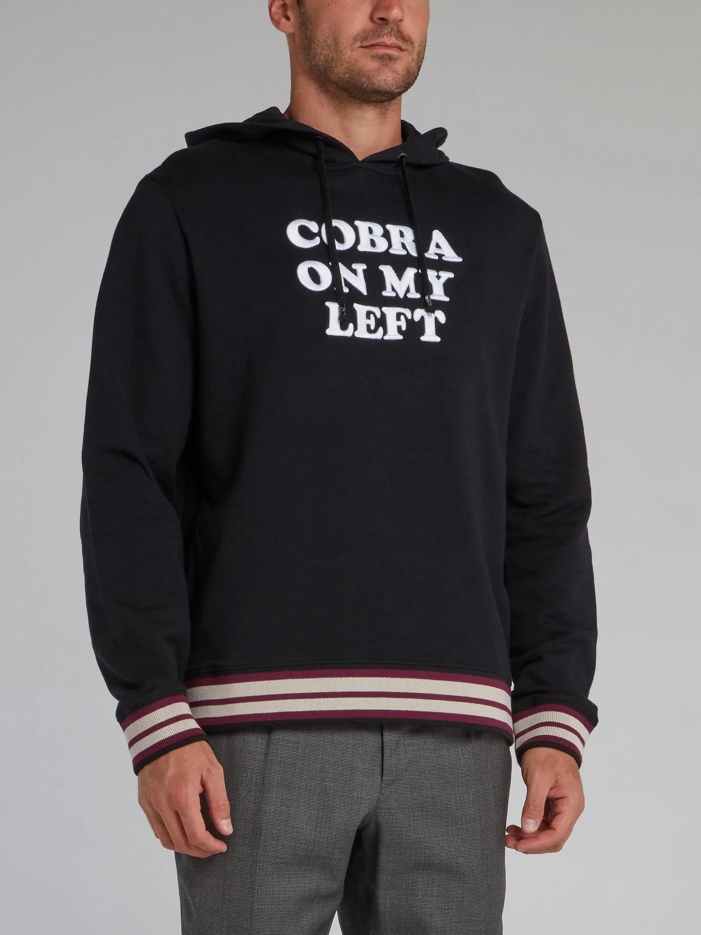 Black Striped Trim Statement Hoodie