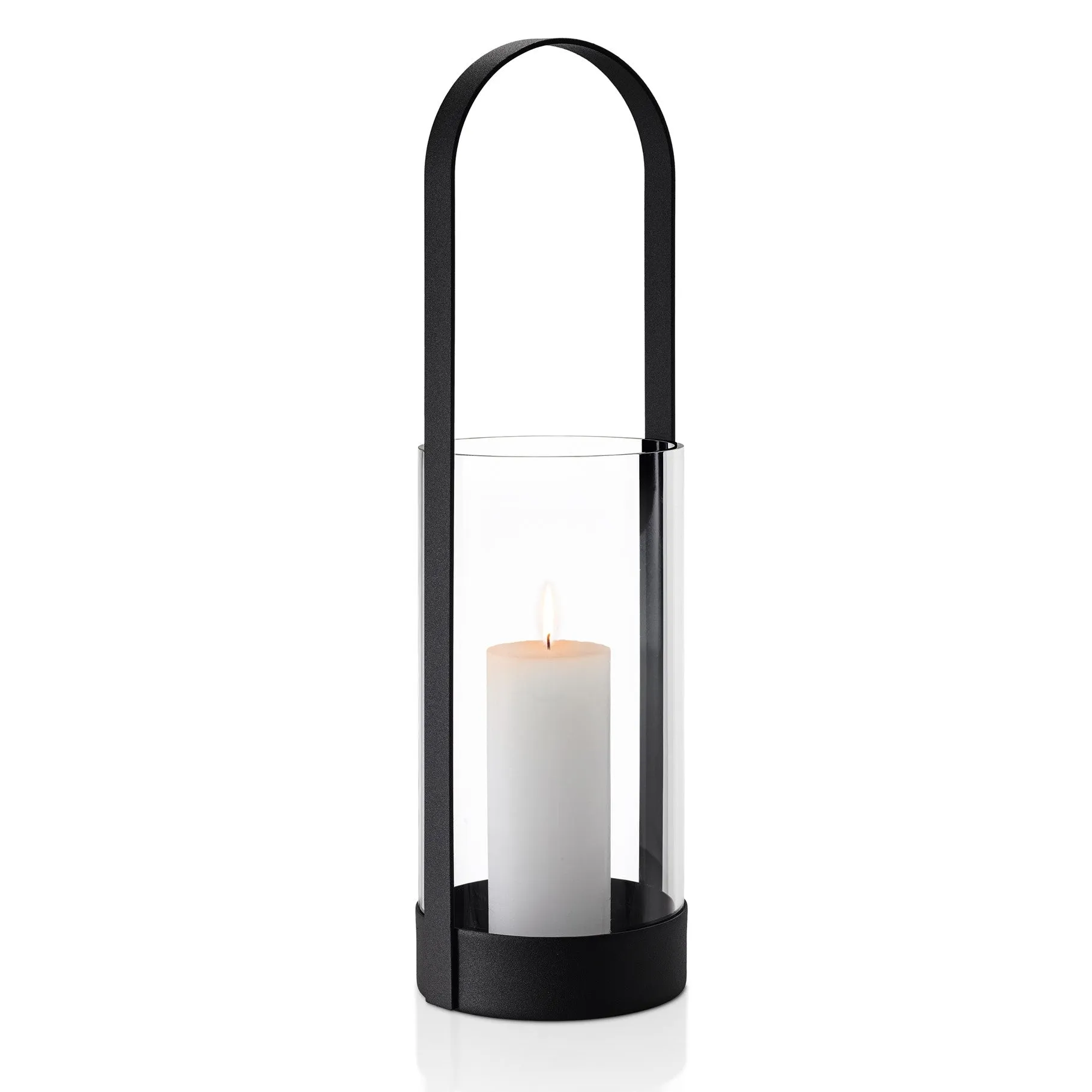 Blomus Lantern: Glass Candle Holder in Black Steel Frame Nero L 53cm