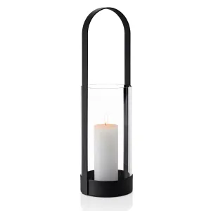 Blomus Lantern: Glass Candle Holder in Black Steel Frame Nero L 53cm