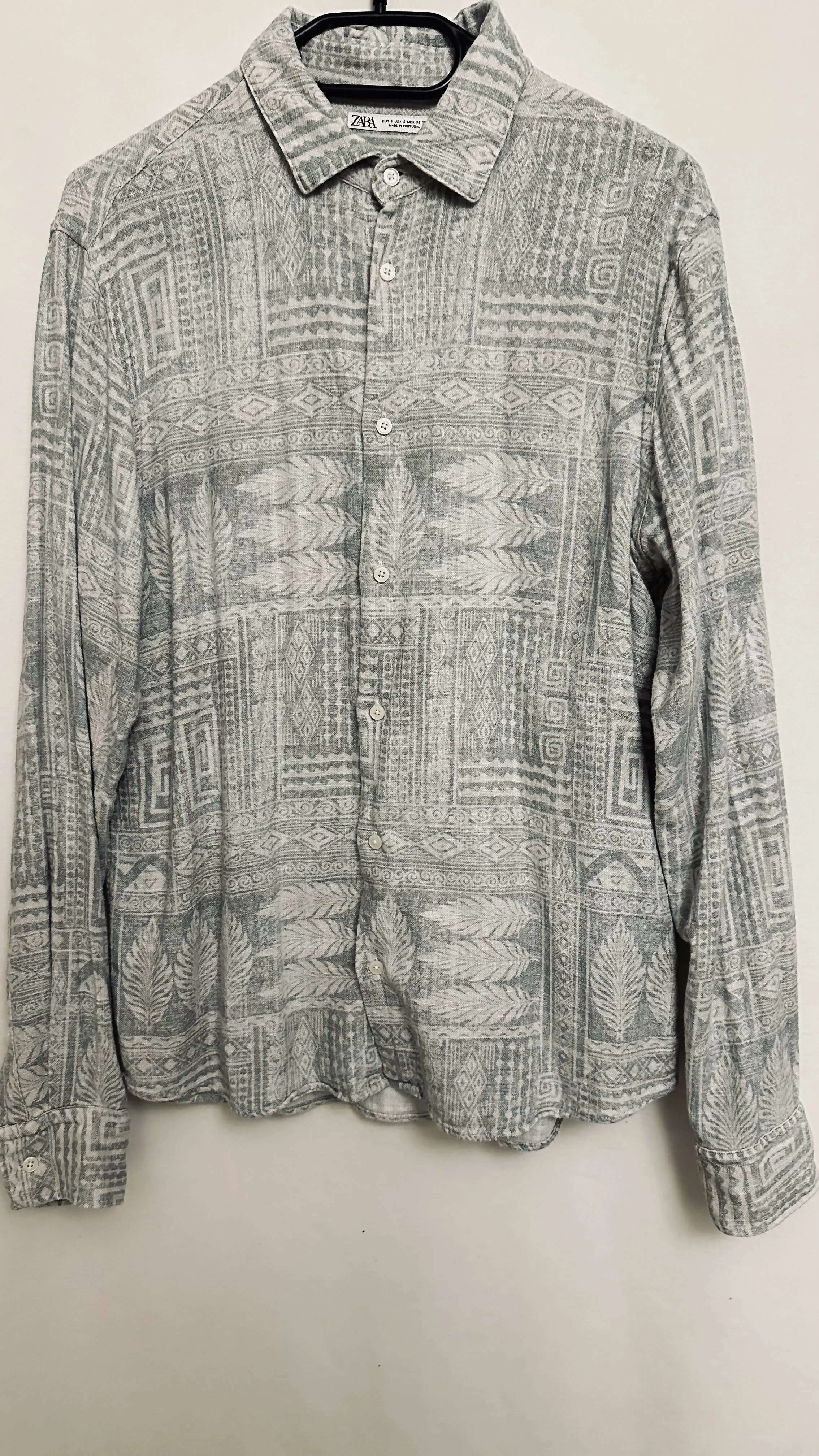 Bluse Hemd Bohemian Boho Vintage Style Palme leicht hellgrün
