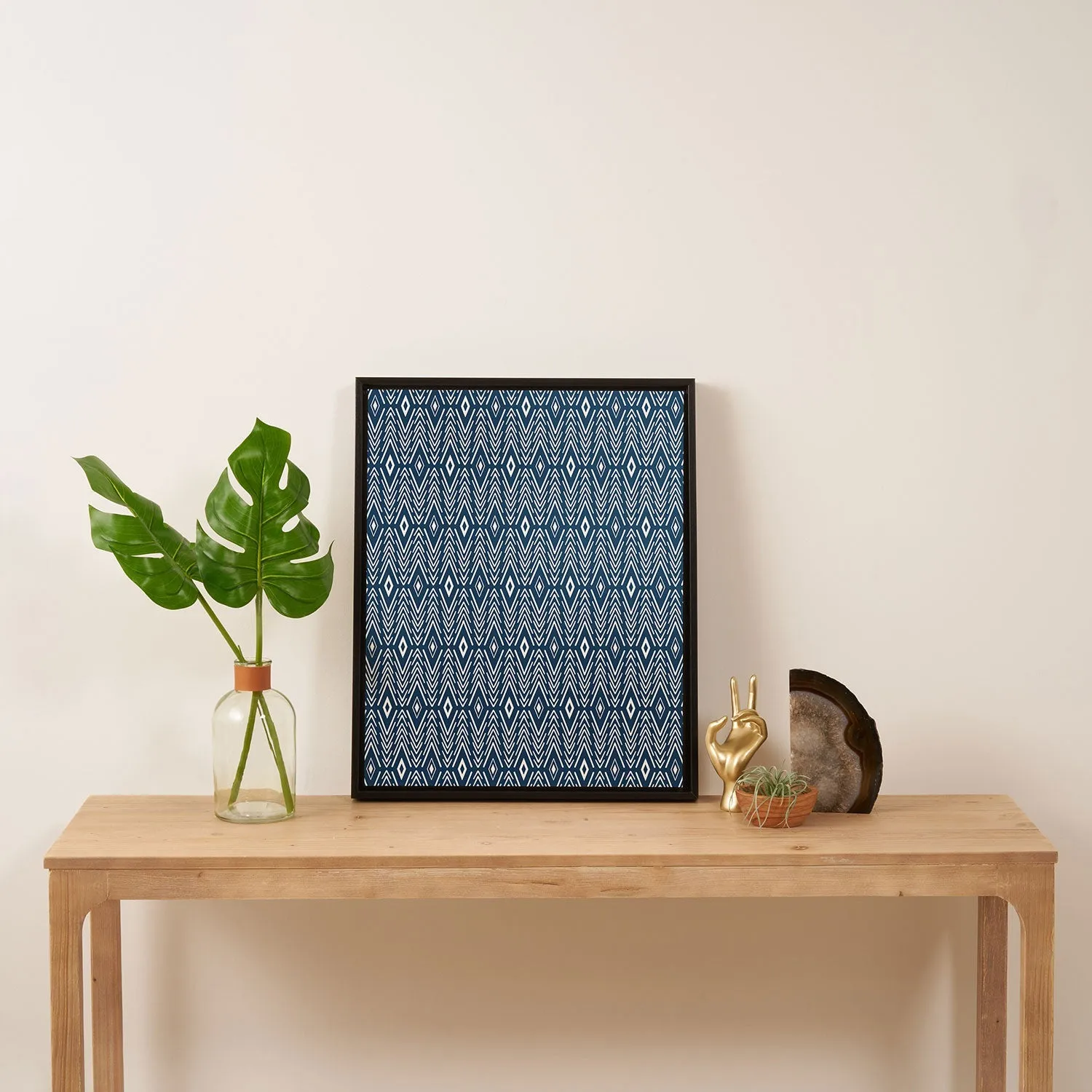 Bohemian Diamonds Navy Art Canvas
