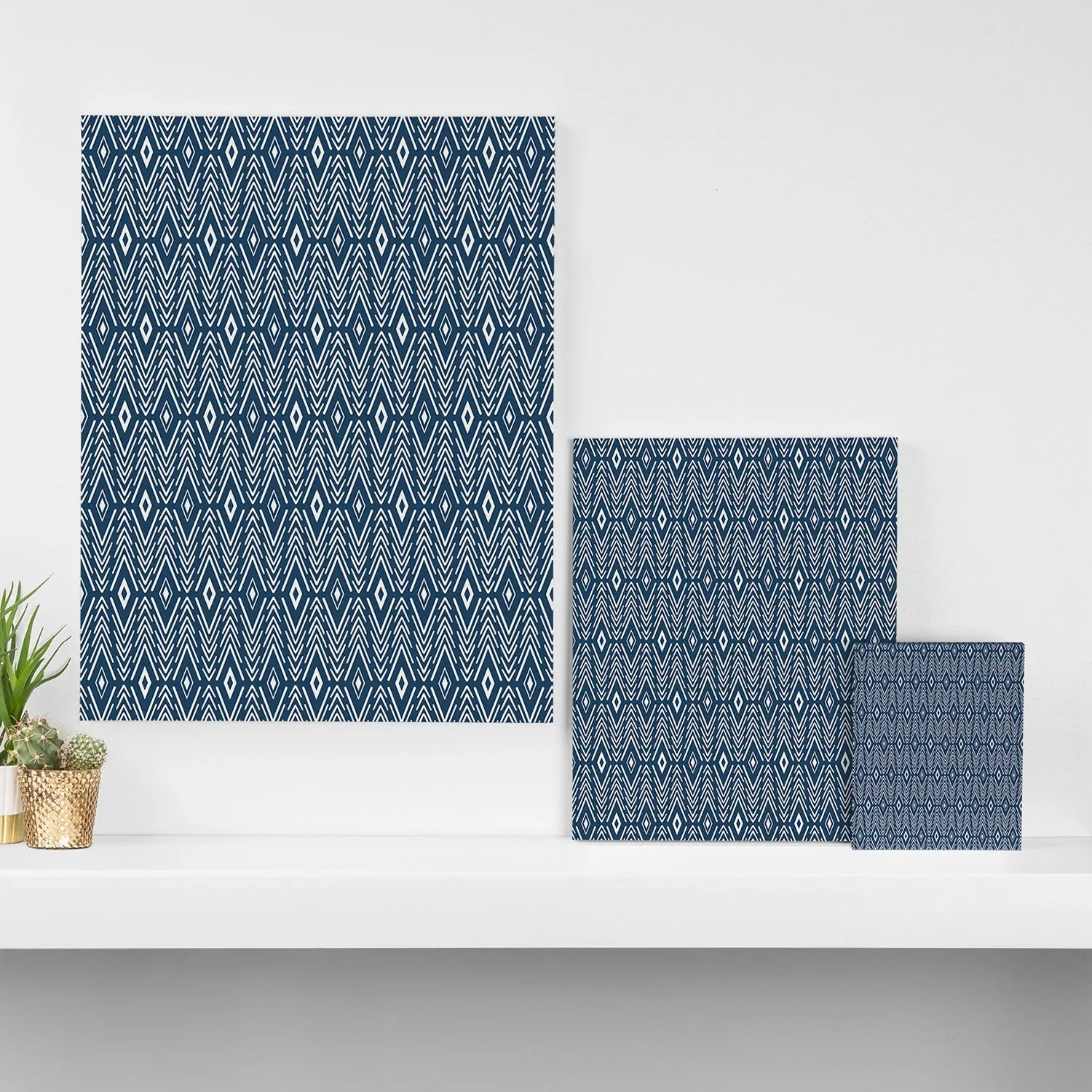 Bohemian Diamonds Navy Art Canvas