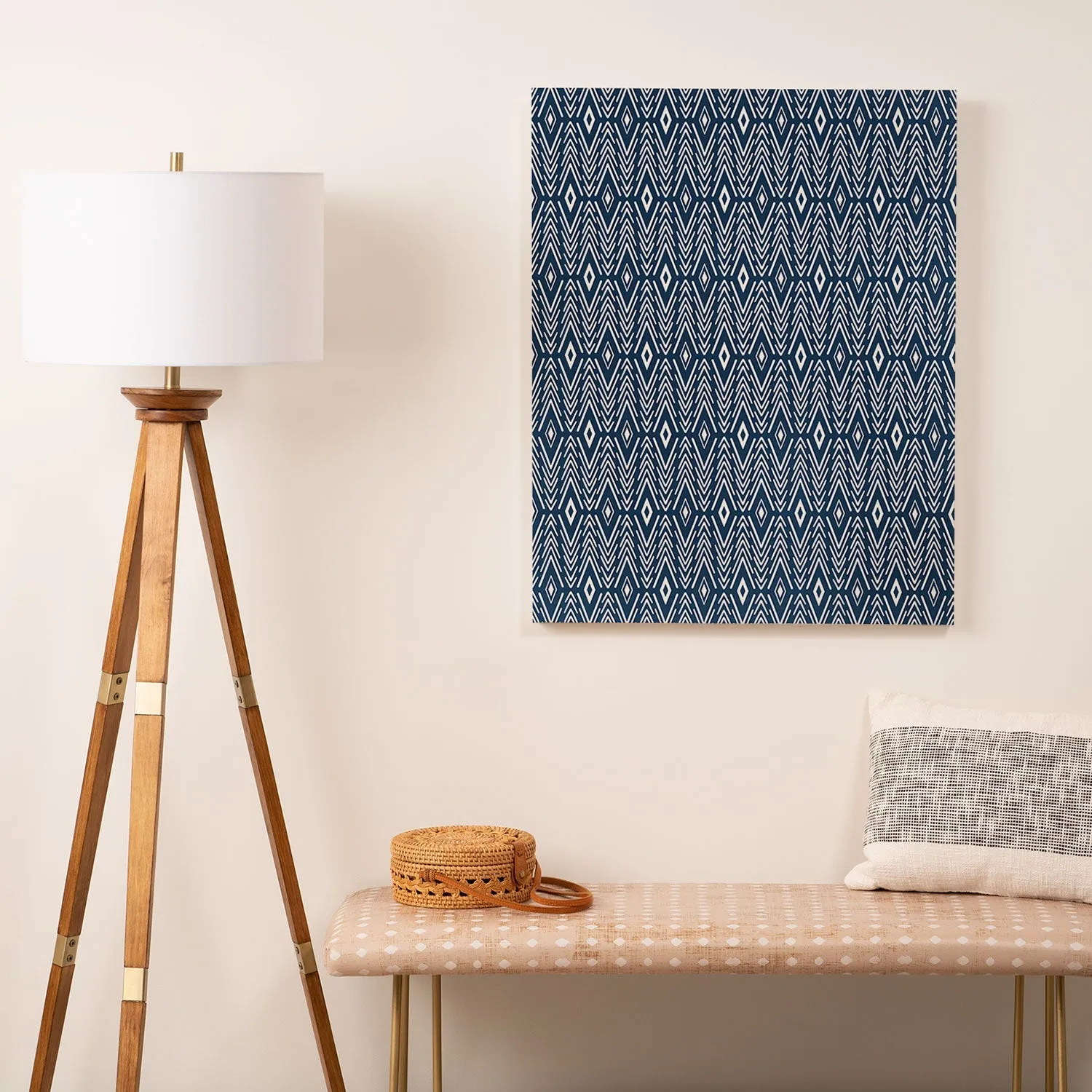 Bohemian Diamonds Navy Art Canvas