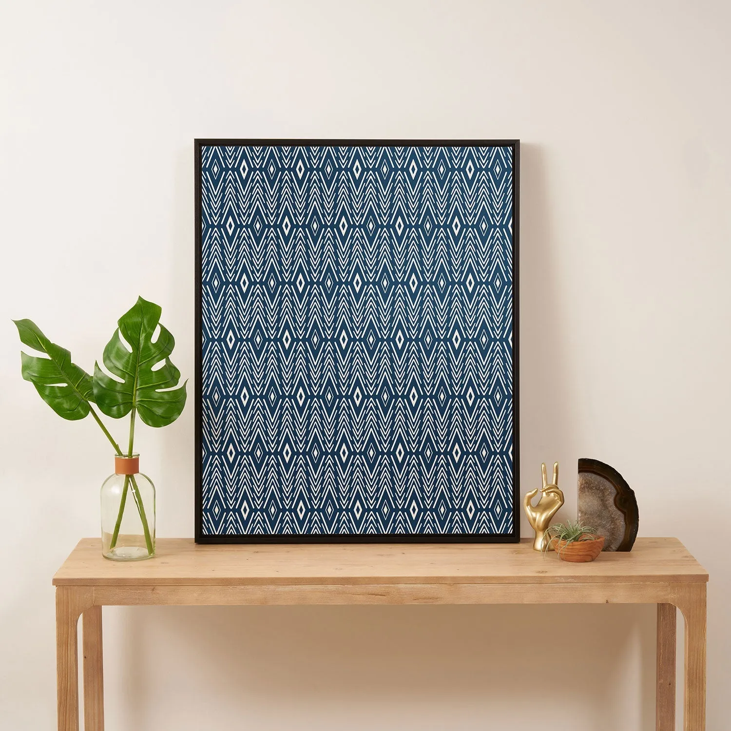 Bohemian Diamonds Navy Art Canvas