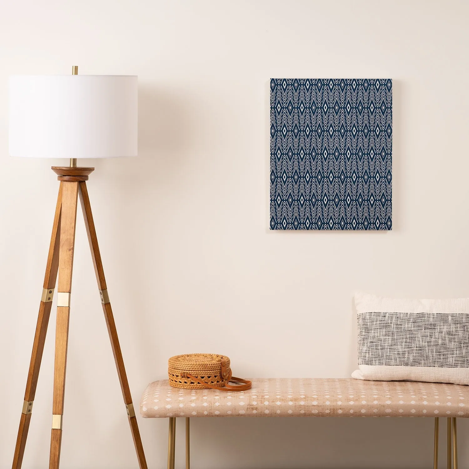 Bohemian Diamonds Navy Art Canvas