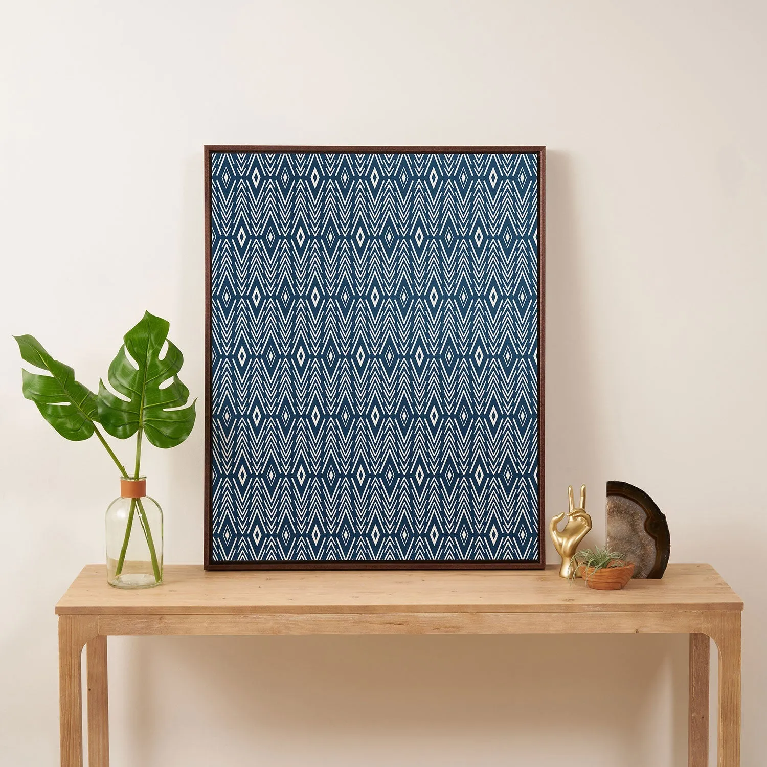 Bohemian Diamonds Navy Art Canvas