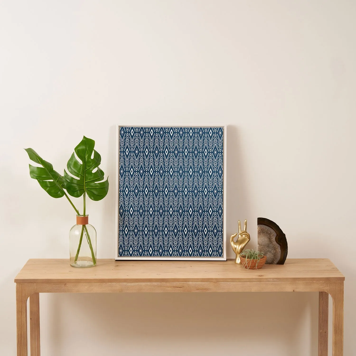 Bohemian Diamonds Navy Art Canvas
