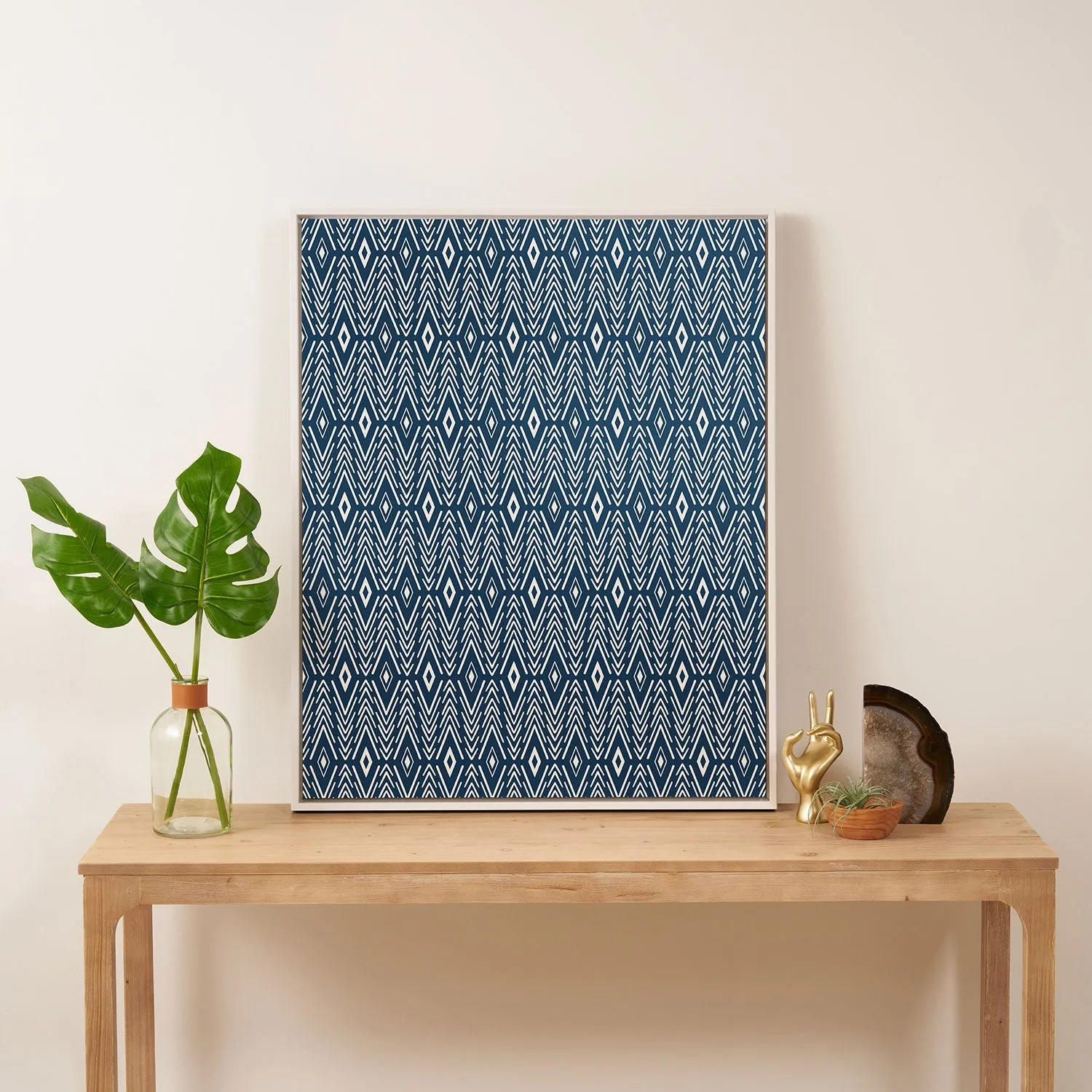 Bohemian Diamonds Navy Art Canvas