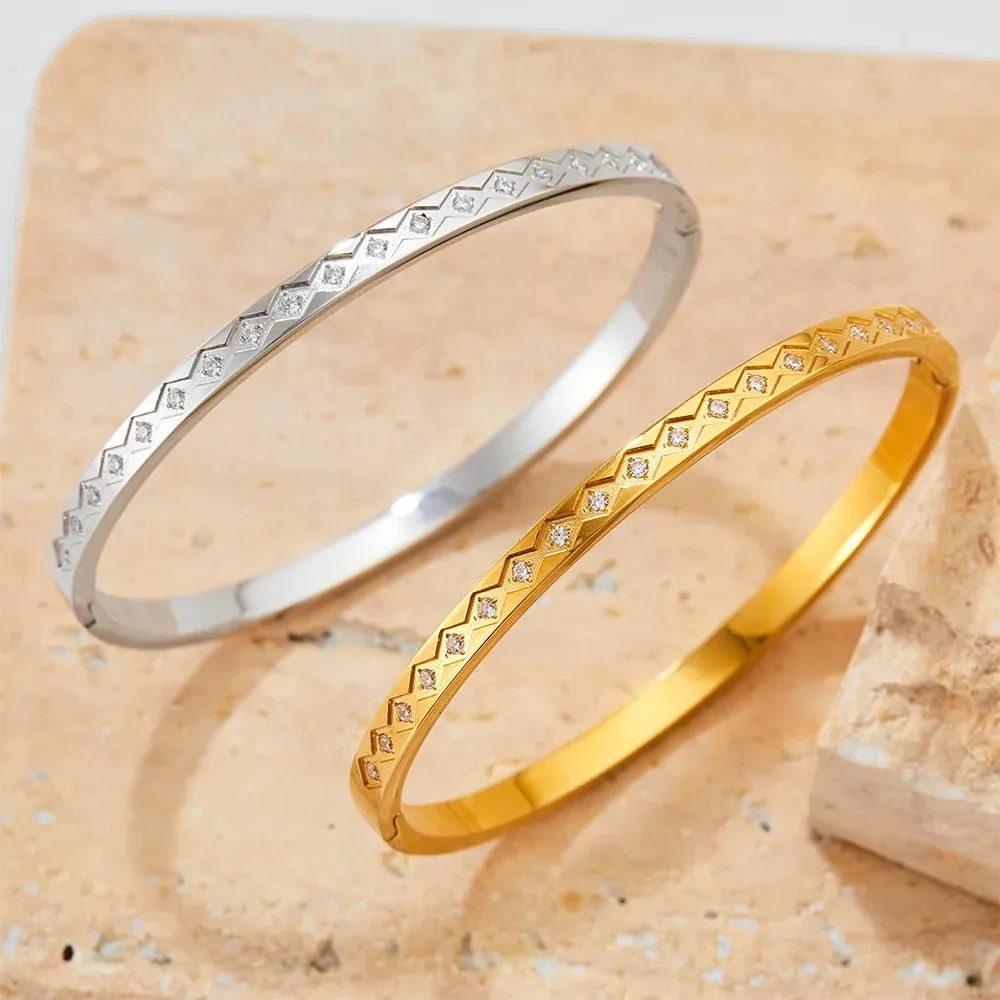 Boho & Mala Stainless Steel Silver Bangle Bracelet