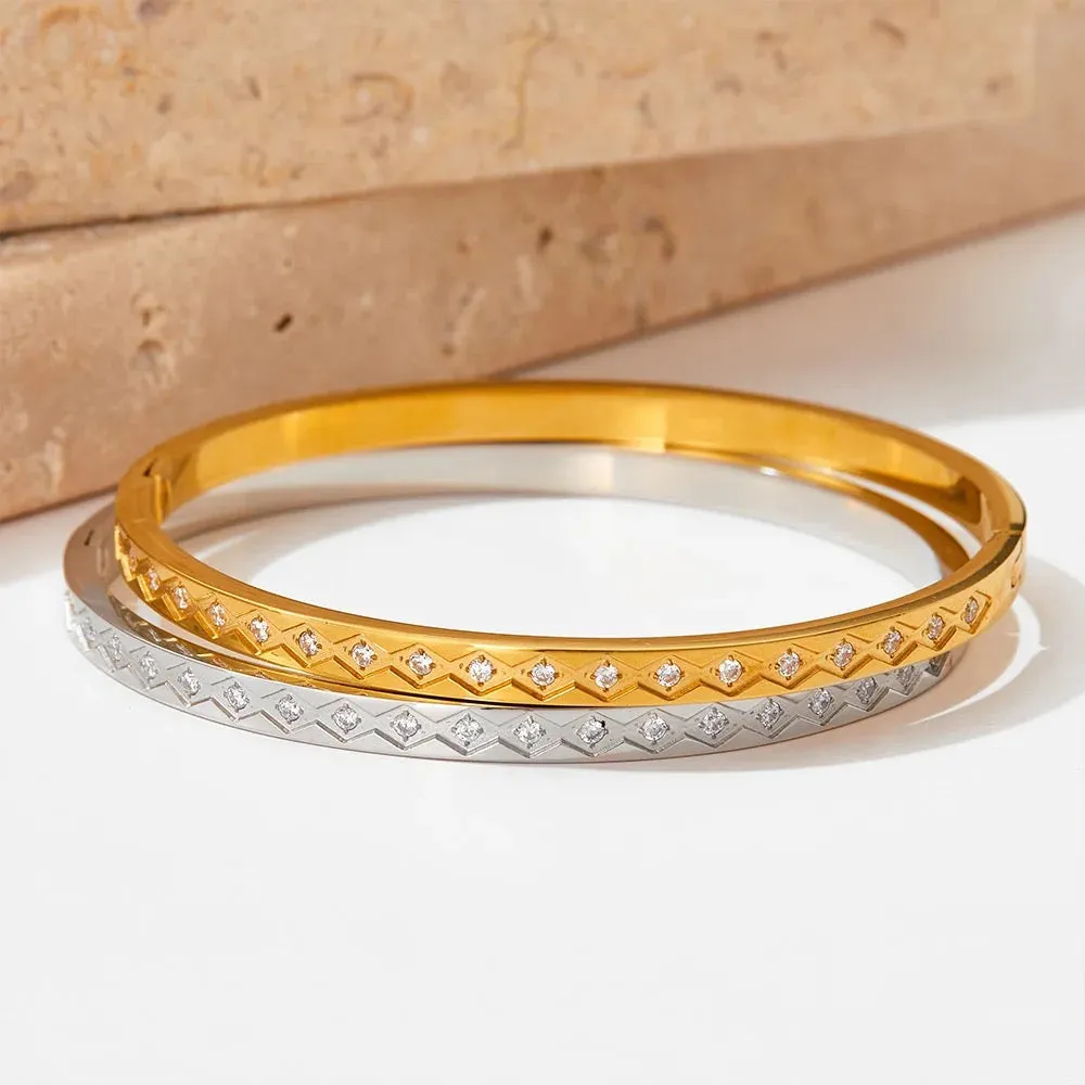 Boho & Mala Stainless Steel Silver Bangle Bracelet