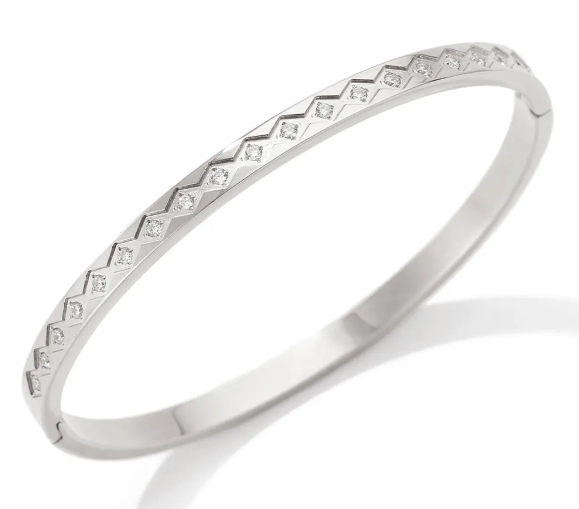 Boho & Mala Stainless Steel Silver Bangle Bracelet