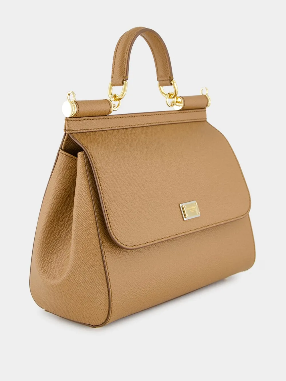 Brown Large Dauphine Leather Sicily Bag