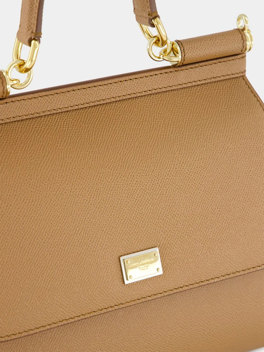 Brown Large Dauphine Leather Sicily Bag